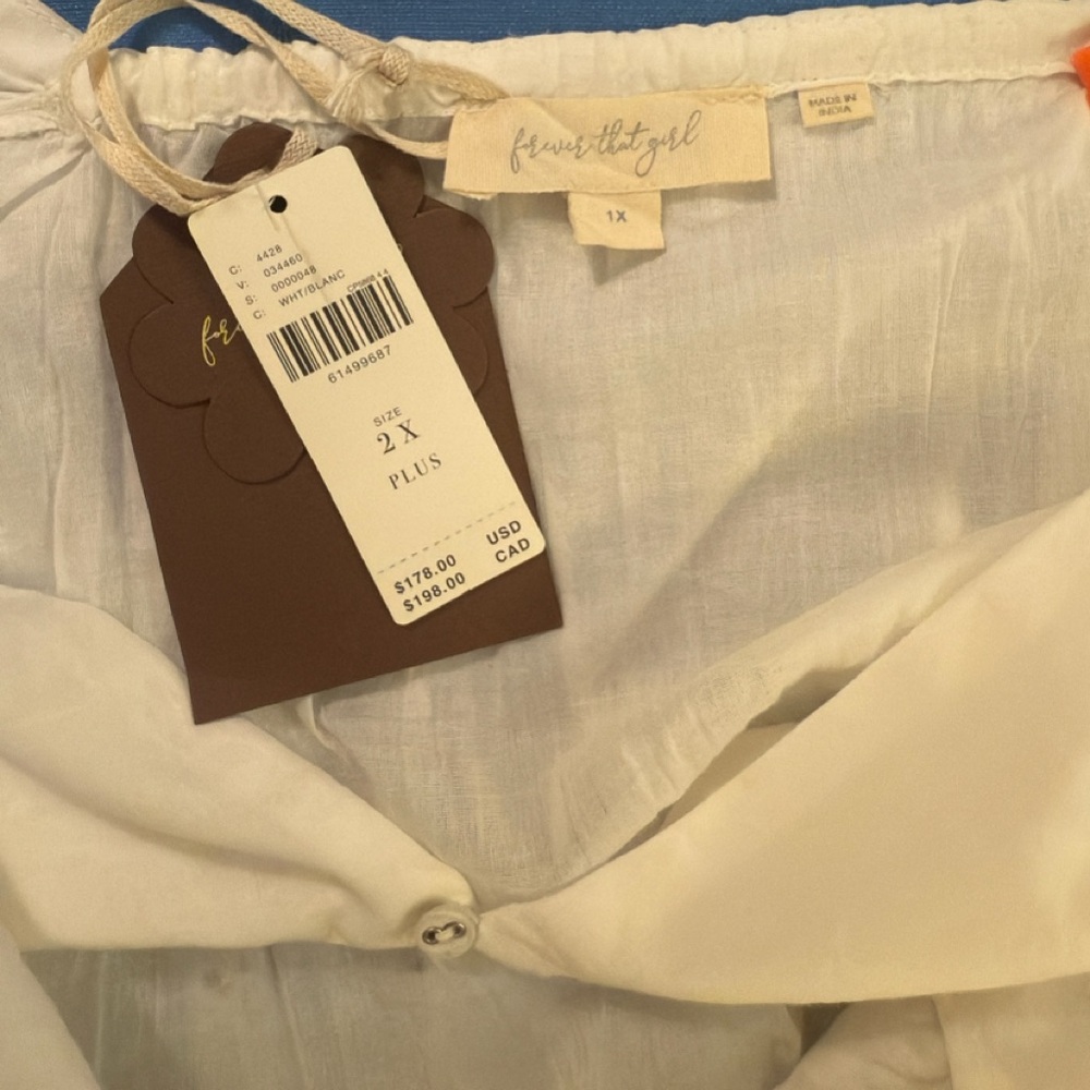 NWT Anthropologie Plus Size Cotton Dress 1X, White, Boho, Flowy, Lightweight - Picture 13 of 16